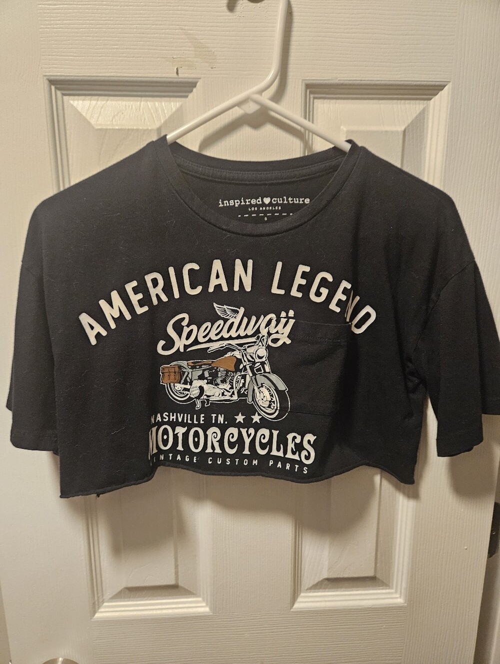 Black Motorcycle Graphic Crop Top
